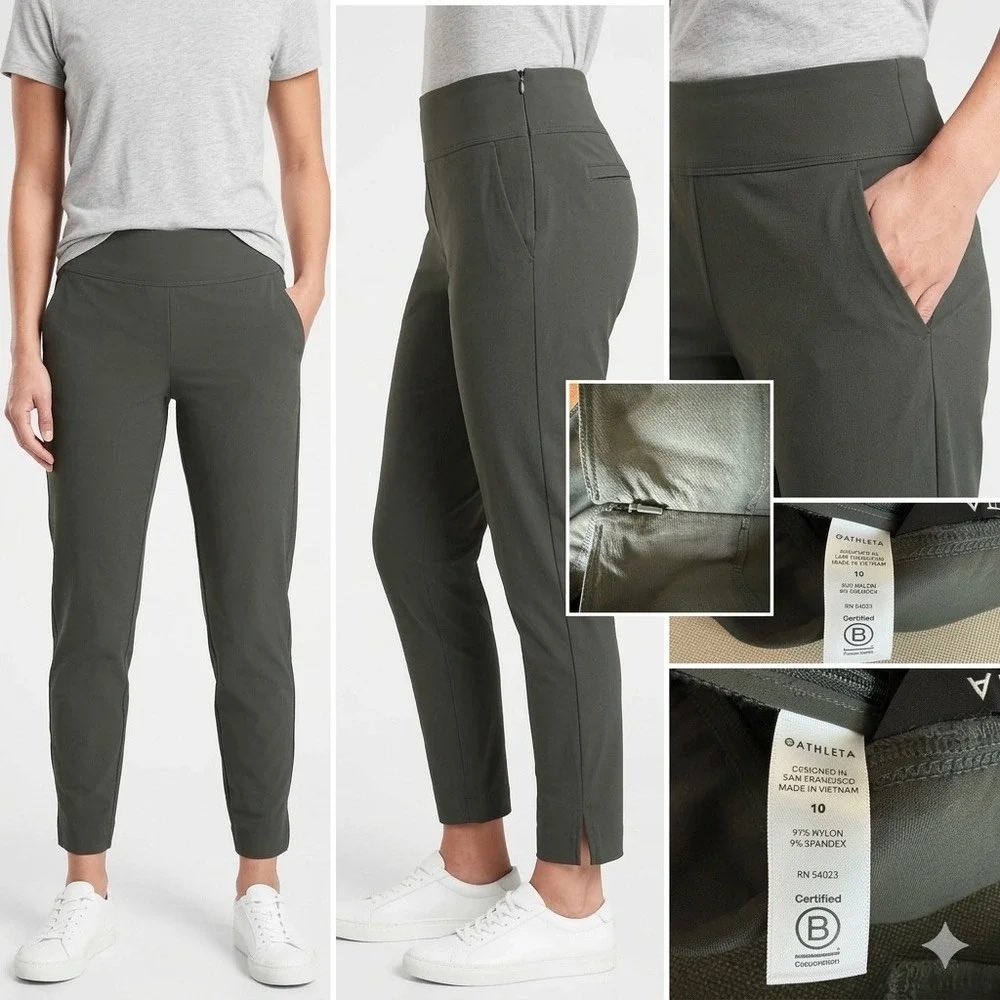 Athleta Womens Wander Slim Ankle Black Pull On Stretch‎ Pant Size 8